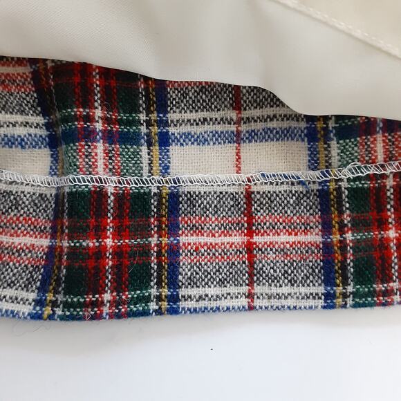 Vintage 1980s Wool Flannel Shift Dress Red Rothesay Tartan Plaid Handmade Lined - Picture 10 of 15